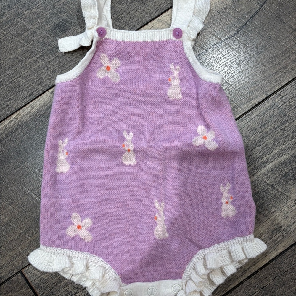 Cat & Jack Purple and Cream Baby Romper